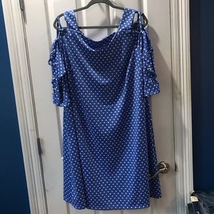 IVY ROAD lace Up Sleeve Dress Blue 2X